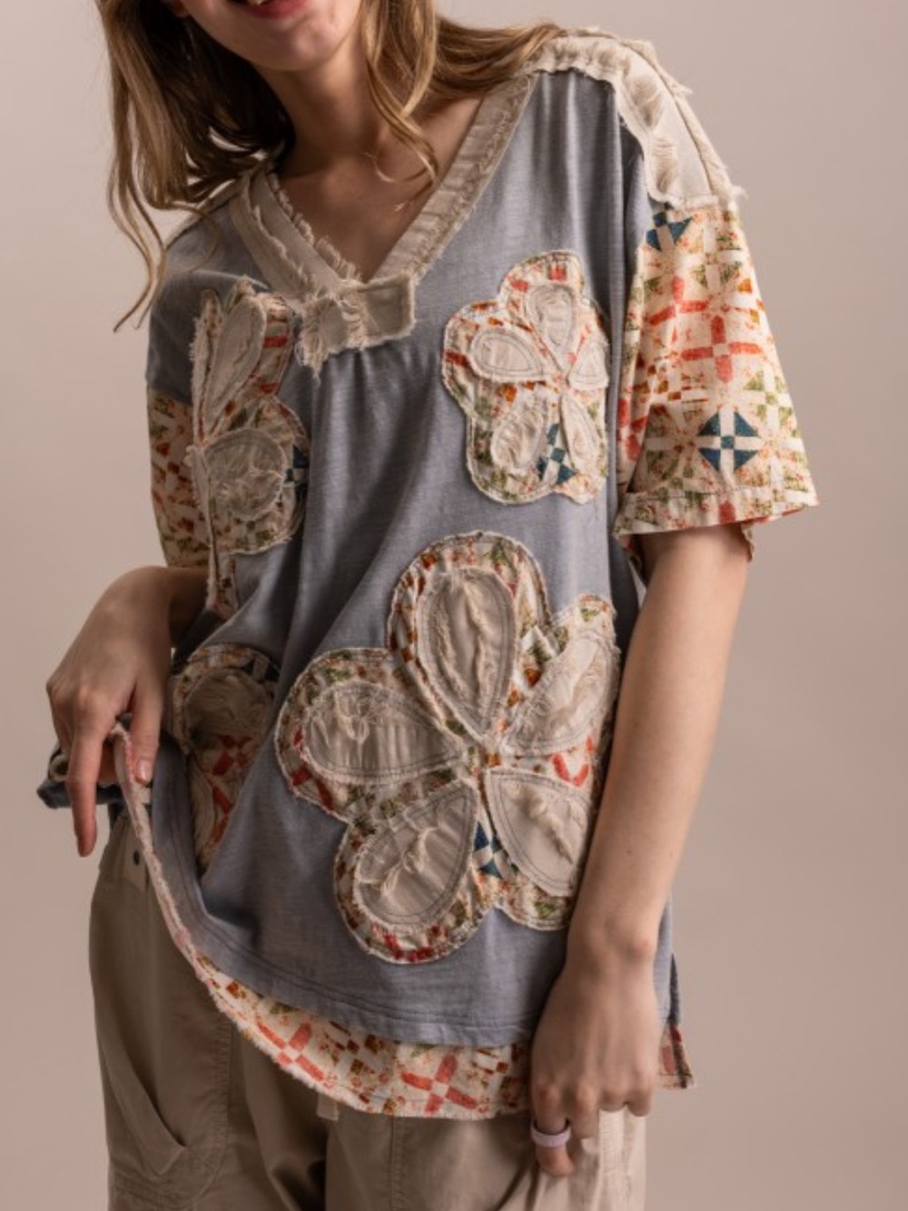 BlueVelvet Flower Patches Top